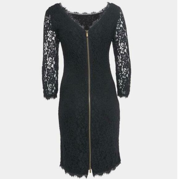Diane Von Furstenberg Zarita Black Stretch Lace Dress Women’s Size 4 - Picture 6 of 9